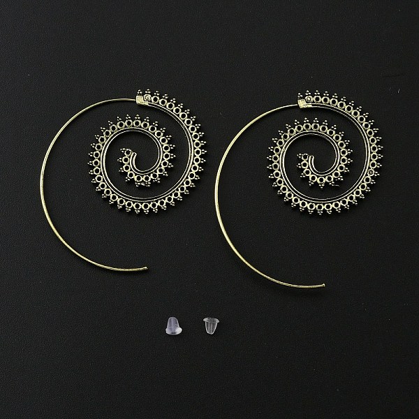

PandaHall Vortex Alloy Stud Earrings with Stainless Steel Pins for Women, Antique Bronze, 50.5x32x2mm, Pin: 1mm Alloy Ring