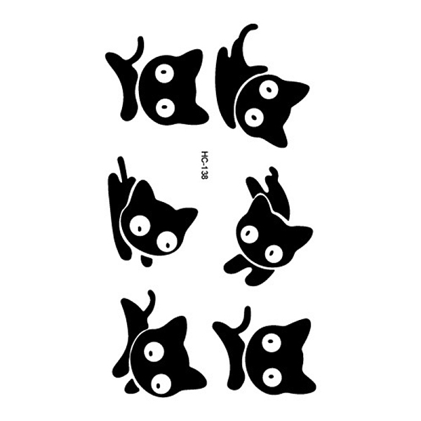 

PandaHall Anmial Theme Removable Temporary Water Proof Tattoos Paper Stickers, Cat Pattern, 10.5x6cm Paper Cat Shape