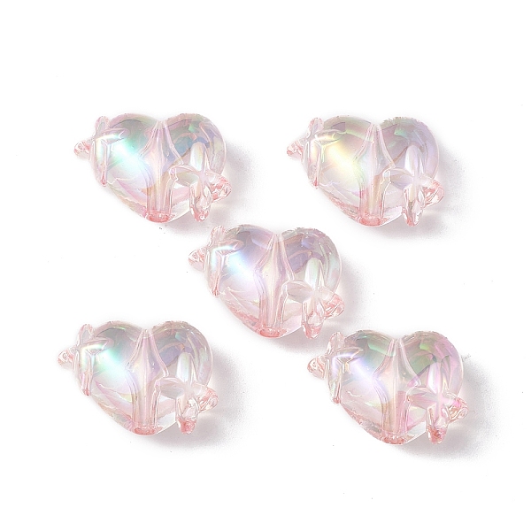 

PandaHall Transparent Acrylic Beads, AB Color Plated, Heart with Star, Misty Rose, 14.5x19.5x10mm, Hole: 2mm Acrylic Heart
