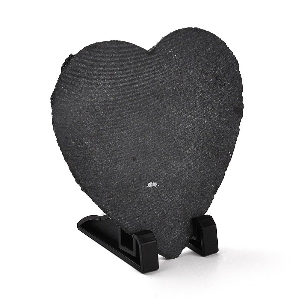 PandaHall Sublimation Blank Natural Slate Rock Stone Plate, with 2Pcs Plastic Racks, Heart Shaped Photo Frame for Heat Press Machine...