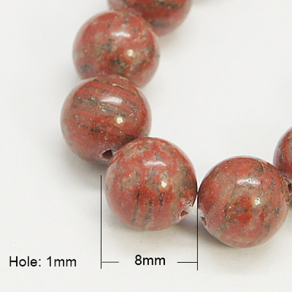 

PandaHall Natural Sesame Jasper/Kiwi Jasper Beads Strands, Round, Dark Red, 8mm Sesame Jasper Round Red