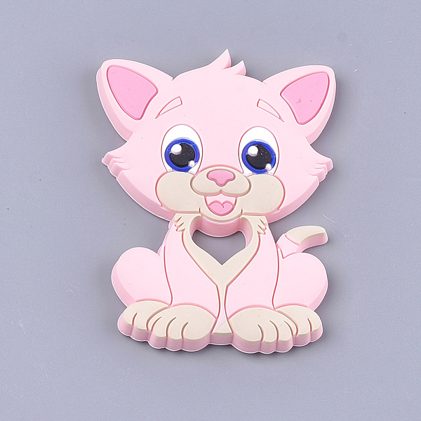 

PandaHall Food Grade Eco-Friendly Silicone Kitten Cabochons, Chewing Beads For Teethers, DIY Nursing Necklaces Making, Cartoon Cat, Pink...