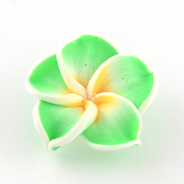 

PandaHall Handmade Polymer Clay 3D Flower Plumeria Beads, Medium Spring Green, 15x8mm, Hole: 2mm Polymer Clay Flower Green