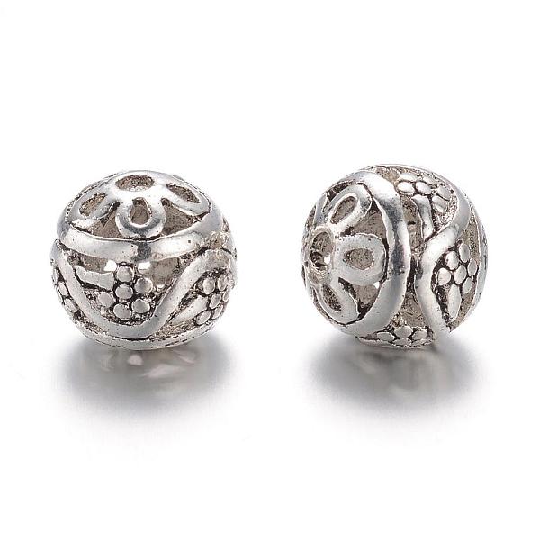

PandaHall Tibetan Style Alloy Beads, Round, Hollow, Antique Silver, 10x11x11mm, Hole: 2mm Alloy Round