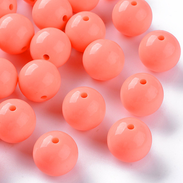 

PandaHall Opaque Acrylic Beads, Round, Dark Salmon, 20x19mm, Hole: 3mm, about 111pcs/500g Acrylic Round