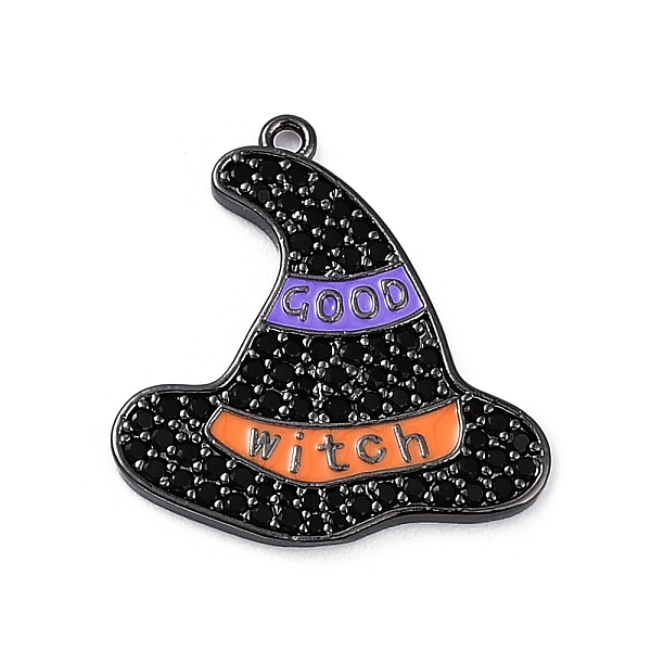 

PandaHall Rack Plating Brass Cubic Zirconia Pendants, Enamel, Lead Free & Cadmium Free, Long-Lasting, Hat Charm, Gunmetal, 22.5x21.5x2mm..., Black