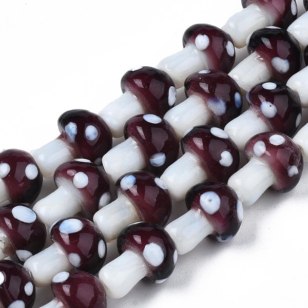 

PandaHall Mushroom Handmade Lampwork Beads Strands, Purple, 12.5~14x10~11mm, Hole: 1.2~1.5mm, about 24~25pcs/strand, 12.20 inch~12.99 inch...