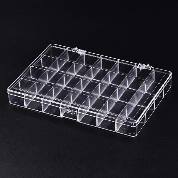 

PandaHall Polystyrene Bead Storage Containers, 28 Compartments Organizer Boxes, with Hinged Lid, Rectangle, Clear, 19.9x13.5x2.5cm...