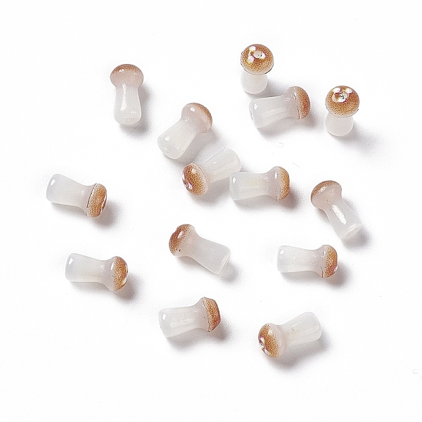 

PandaHall Opaque Glass Beads, Mushroom, Peru, 8x4.5mm, Hole: 1mm, about 96~98pcs/bag Glass Mushroom Brown
