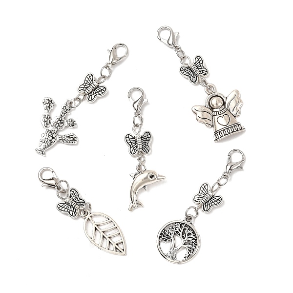 

PandaHall Butterfly Tibetan Style Alloy Pendants, with 304 Stainless Steel Jump Rings and Lobster Claw Clasps, Dauphin & Tree of Life...