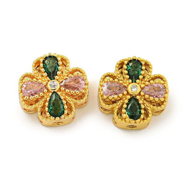 

PandaHall Brass Cubic Zirconia Beads, Long-Lasting Plated, Lead Free & Cadmium Free, Flower, Real 18K Gold Plated, 13.5x13.5x5.5mm, Hole...