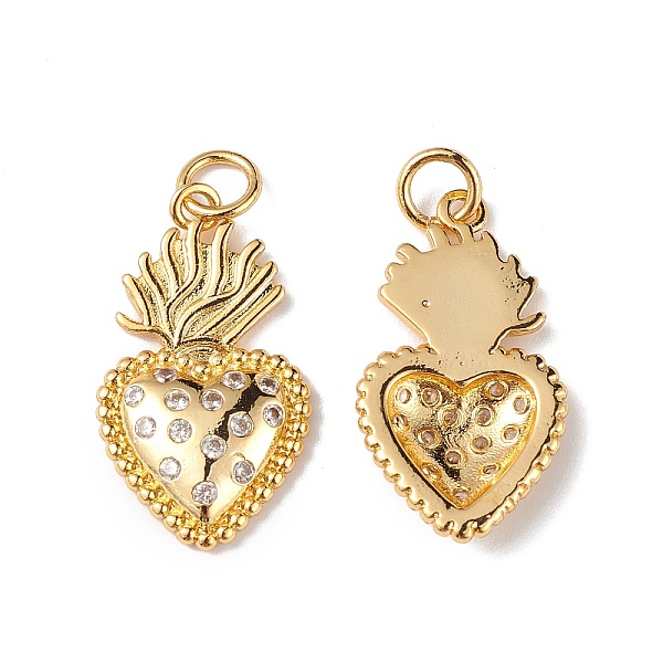 

PandaHall Rack Plating Brass Micro Pave Cubic Zirconia Pendants, Lead Free & Cadmium Free, Long-Lasting Plated, Sacred Heart Charm, Real 18K..., Clear
