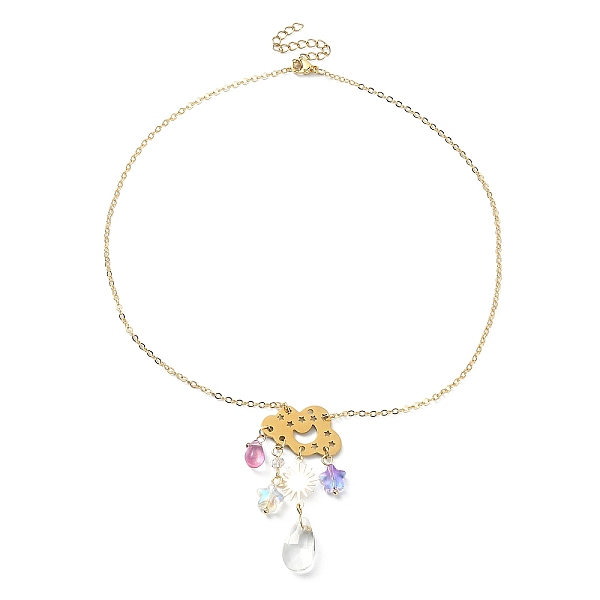 

PandaHall Alloy Cloud & Glass Teardrop Pendant Necklaces with 304 Stainless Steel Chains, Golden, 15.55 inch(39.5cm) Glass Cloud Multicolor