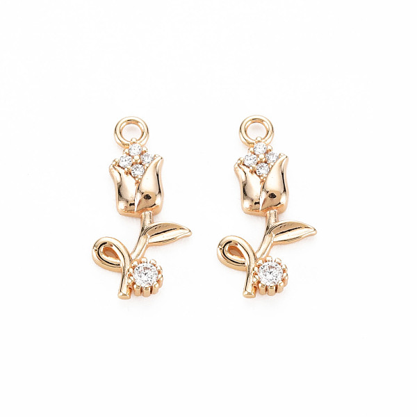 

PandaHall Brass Micro Pave Cubic Zirconia Pendants, Real 18K Gold Plated, Nickel Free, Flower, Clear, 16x8x2mm, Hole: 1.5mm Brass+Cubic...