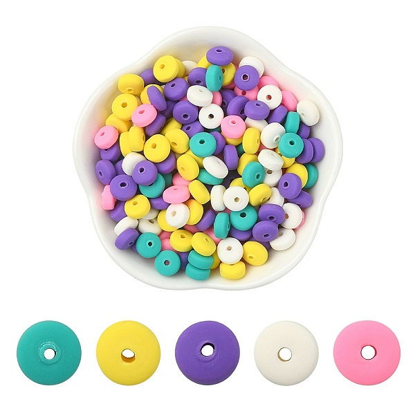 PandaHall Handmade Polymer Clay Beads, for DIY Jewelry Crafts Supplies, Flat Round, Mixed Color, 6x3mm, Hole: 1.5mm Polymer Clay Flat Round...
