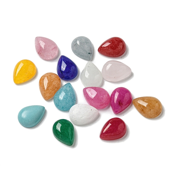 

PandaHall Dyed Natural White Jade Cabochons, Teardrop, Mixed Color, 8x6x3mm White Jade Teardrop