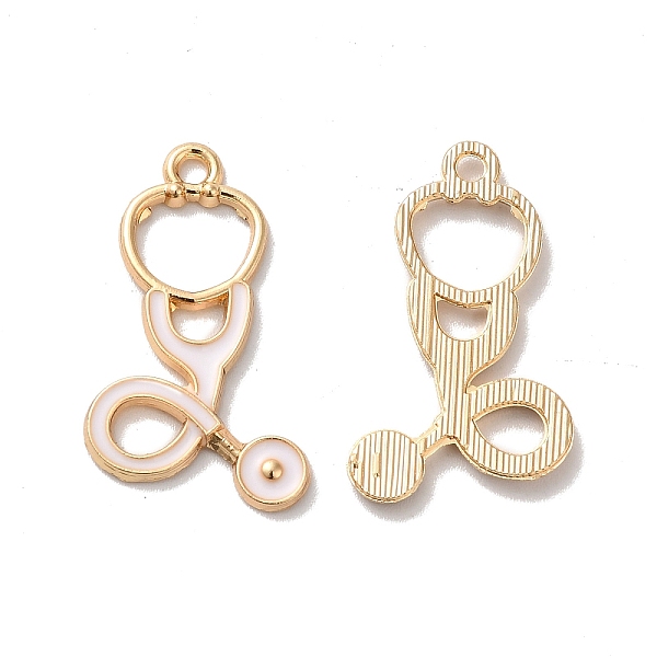 

PandaHall Alloy Enamel Pendants, Golden, Stethoscope Charm, White, 26x15.5x1.5mm, Hole: 2mm Alloy+Enamel Others White