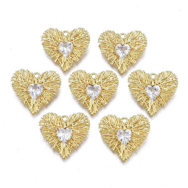 

PandaHall Brass Micro Pave Clear Cubic Zirconia Pendants, Nickel Free, Heart, Real 18K Gold Plated, 18x19.5x3.5mm, Hole: 1.4mm Brass+Cubic...
