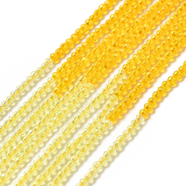

PandaHall 2 Colors Transparent Glass Beads Strands, Segmented Multi-color Beads, Faceted, Round, Champagne Yellow, 2mm, Hole: 0.5~0.6mm...