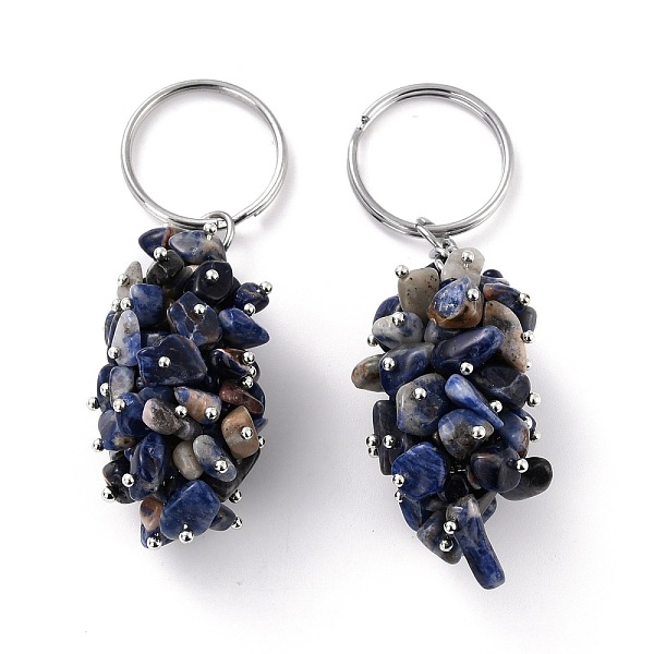 

PandaHall Natural Sodalite Keychain, with Brass and Iron Findings, Cadmium Free & Lead Free, Platinum, 8.05cm Sodalite Others