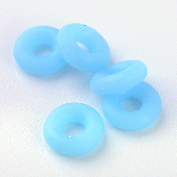 

PandaHall Rubber O Rings, Donut Spacer Beads, Fit European Clip Stopper Beads, Light Sky Blue, 2mm Synthetic Rubber Donut Blue