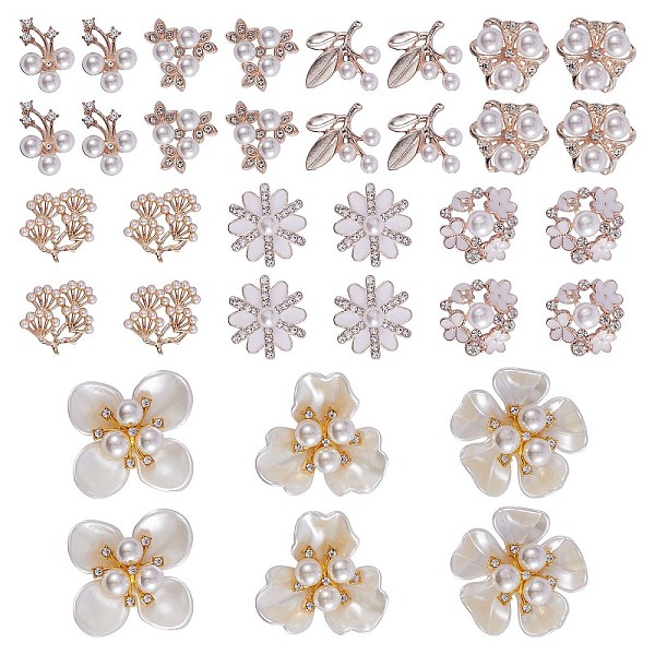 

PandaHall 20Pcs 10 Styles Alloy Decorate Use for DIY the Bag or Hair accessories, with ABS Beads & Rhinestone, Cadmium Free & Lead Free..., White