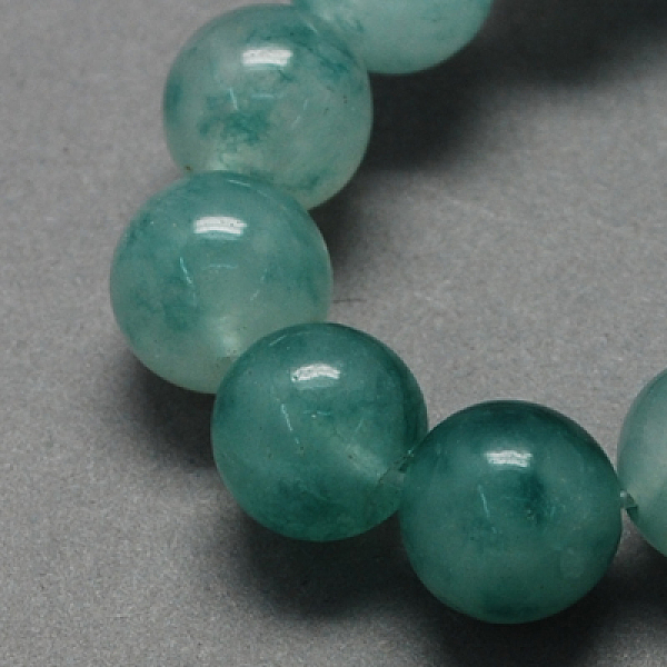 

PandaHall Two Tone Natural White Jade Bead Strands, Dyed, Round, Teal, 10mm, Hole: 1mm, about 38pcs/strand, 14.9 inch White Jade Round Cyan