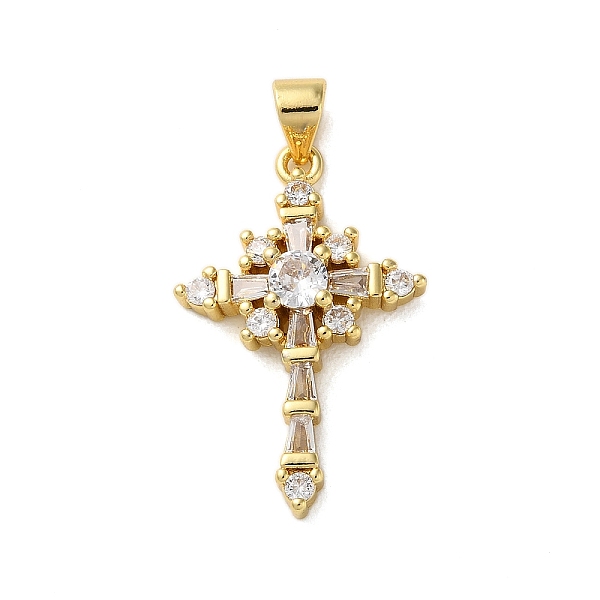 

PandaHall Brass Micro Pave Cubic Zirconia Pendants, Cross, Real 18K Gold Plated, 27x17x4.5mm, Hole: 4.5x3.5mm Brass+Cubic Zirconia Cross..., Clear