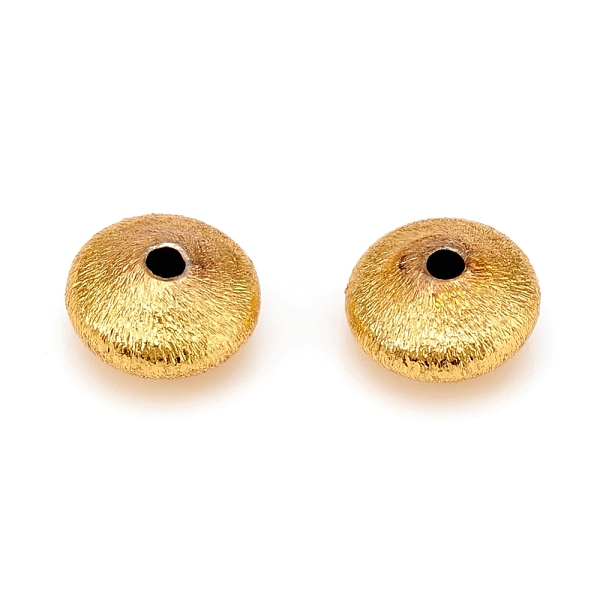 

PandaHall Brass Spacer Beads, Textured, Flat Round, Golden, 9.5x5.5mm, Hole: 1.8mm Brass Flat Round