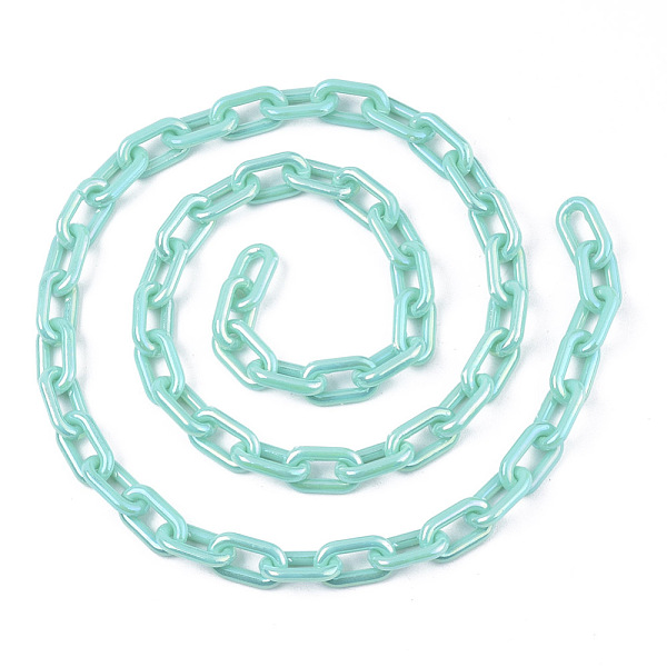 

PandaHall Acrylic Opaque Cable Chains, AB Color, Oval, Turquoise, 13x8x2mm, 19.68 inch(50cm)/strand Acrylic Green