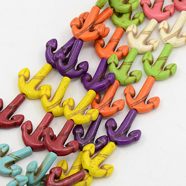 

PandaHall Natural Magnesite Beads Strands, Dyed, Anchor, Mixed Color, 15x14x3mm, Hole: 1mm, about 26pcs/strand, 15.35 inch Magnesite Anchor..., Multicolor