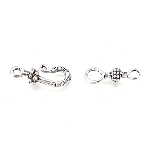 

PandaHall Tibetan Style Alloy S-Hook Clasps, Antique Silver, Clasp: 24.5x7.5x5.5mm, Hole: 5.5x4.5mm & 3.5x2.5mm, S-Hook: 26x13x7mm, Hole...