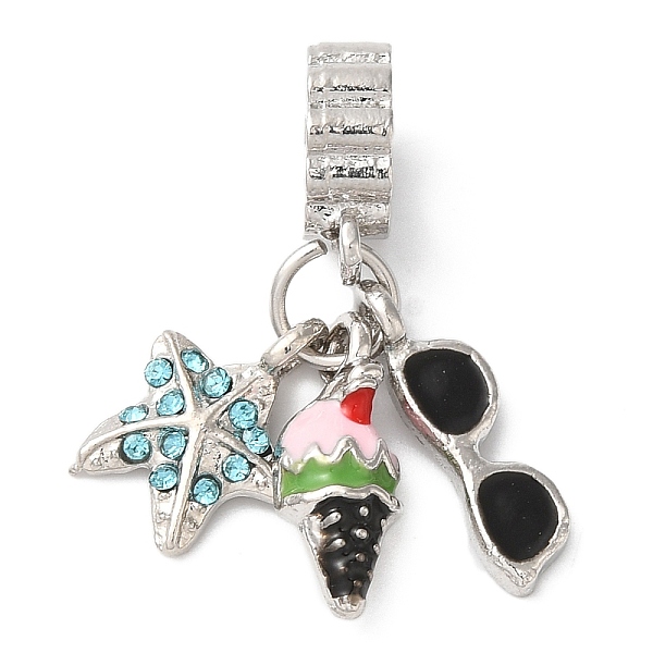 

PandaHall Rack Plating Alloy Aquamarine Rhinestone European Dangle Charms, Large Hole Starfish & Ice Cream & Sunglasses Pendants with Enamel..., Cyan