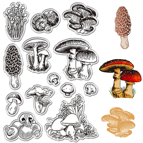 

PandaHall Custom PVC Plastic Clear Stamps, for DIY Scrapbooking, Photo Album Decorative, Cards Making, Stamp Sheets, Film Frame, Mushroom...