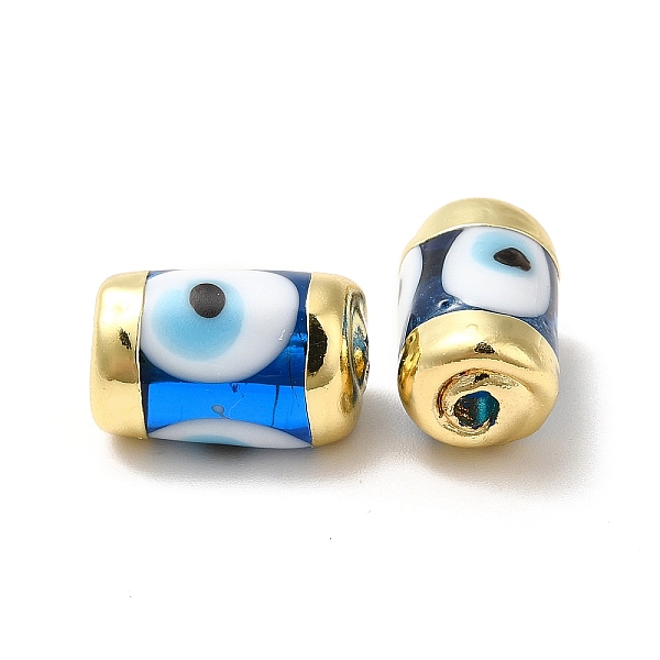 

PandaHall Handmade Evil Eye Lampwork Beads, with Light Gold Tone Brass Findings, Long-Lasting Plated, Lead Free and Cadimum Free, Column...