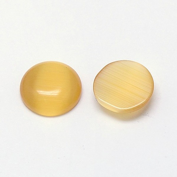 

PandaHall Cat Eye Cabochons, Half Round, Goldenrod, 6x2mm Glass Half Round Gold