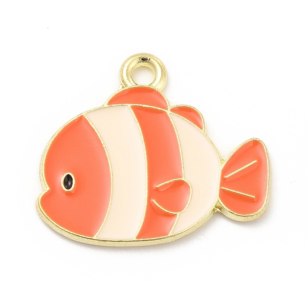 

PandaHall Sea Animal Alloy Enamel Pendants, Light Gold, Fish Pattern, 18x21x1mm, Hole: 1.8mm Alloy+Enamel Fish Red