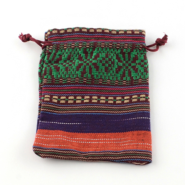 

PandaHall Ethnic Style Cloth Packing Pouches Drawstring Bags, Rectangle, Purple, 14x10cm Burlap Purple