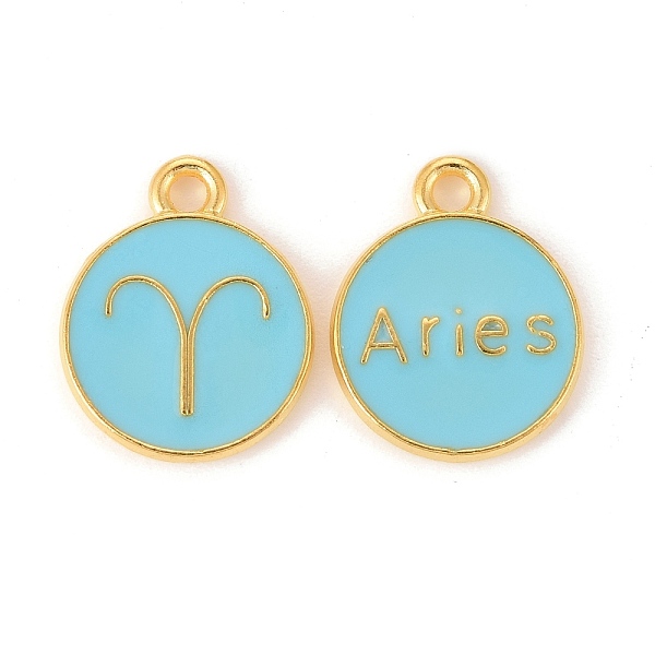 

PandaHall Alloy Enamel Pendants, Flat Round with Constellation/Zodiac Sign, Golden, Sky Blue, Aries, 15x12x2mm, Hole: 1.5mm Alloy+Enamel...