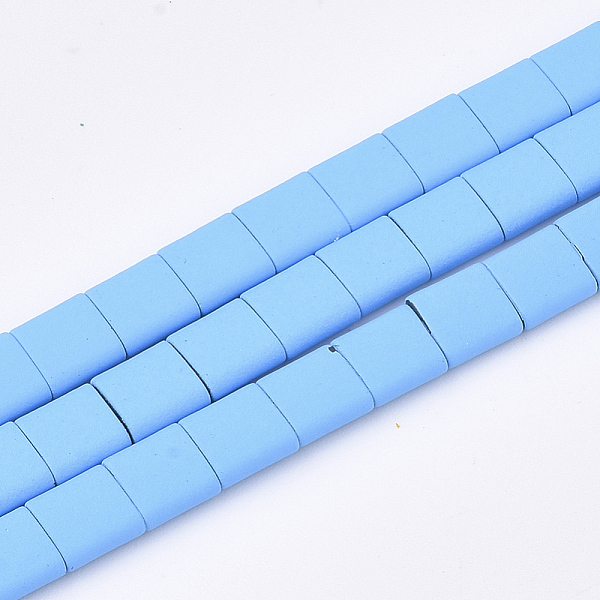 

PandaHall Spray Painted Non-magnetic Synthetic Hematite Beads, 2-Hole, For Tile Elastic Bracelets Making, Square, Deep Sky Blue, 5x5x2mm...