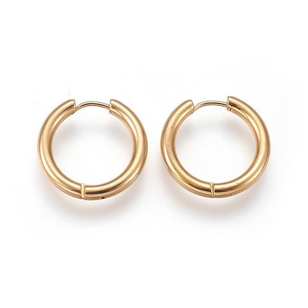 

PandaHall Ion Plating(IP) 304 Stainless Steel Huggie Hoop Earrings, Manual Polishing, Hypoallergenic Earrings, Ring, Real 18K Gold Plated, 9...