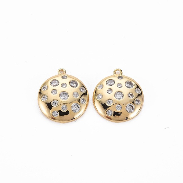 

PandaHall Brass Micro Pave Clear Cubic Zirconia Charms, Nickel Free, Flat Round, Real 18K Gold Plated, 15x13.5x3mm, Hole: 1mm Brass+Cubic...