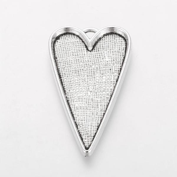 

PandaHall Tibetan Style Alloy Big Pendant Cabochon Settings, Plain Edge Bezel Cups, Lead Free & Cadmium Free, Heart, Antique Silver, Tray...