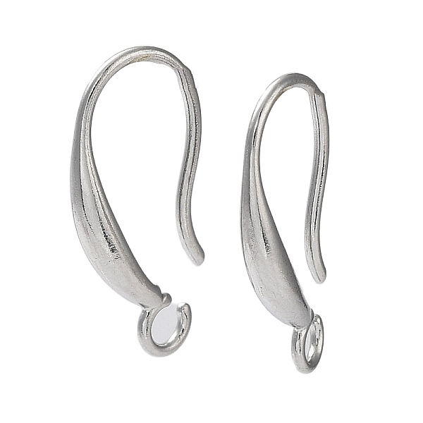 

PandaHall 304 Stainless Steel Earring Hooks, with Open Loop, Stainless Steel Color, 18.5x9.5mm, Hole: 2mm, Pin: 0.9mm 304 Stainless Steel