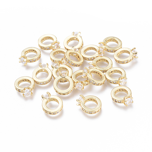 

PandaHall Brass Micro Pave Cubic Zirconia Charms, Long-Lasting Plated, Cadmium Free & Lead Free & Nickel Free, Ring, Real 18K Gold Plated..., Clear