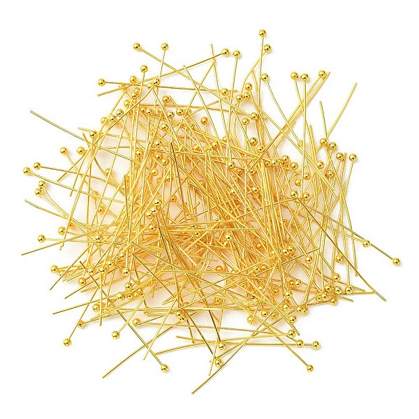

PandaHall Brass Ball Head pins, Cadmium Free & Lead Free, Golden, 30x0.5mm, 24 Gauge, Head: 2mm Brass