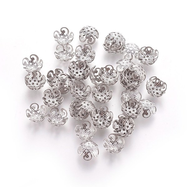 

PandaHall 5-Petal 304 Stainless Steel Bead Caps, Stainless Steel Color, 8x4mm, Hole: 1mm 304 Stainless Steel
