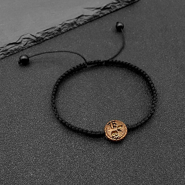 

PandaHall Alloy Tree of Life Bead Braided Bead Bracelets, Adjustable Polyester Cord Bracelets for Women, Red Copper, 6-1/4 inch(16cm) Alloy..., Black