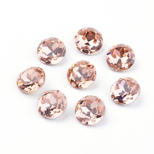 

PandaHall Pointed Back & Back Plated K9 Glass Rhinestone Cabochons, Grade A, Faceted, Flat Round, Juicy Peach, 8x4.5mm Glass Rhinestone Flat..., Pink