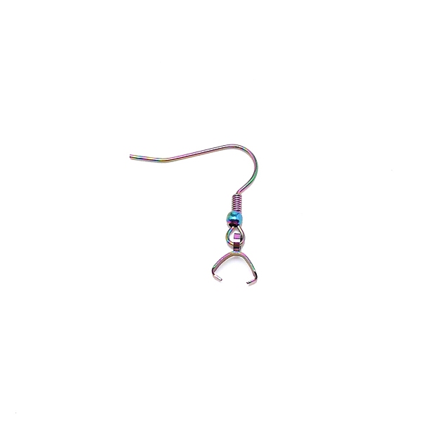 

PandaHall 304 Stainless Steel Earring Hooks, with Ice Pick Pinch Bails, Rainbow Color, 28x21x3.4mm, Pin: 0.5mm 304 Stainless Steel